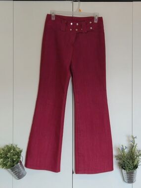 High-Rise Wide-Leg Women's Pants in Berry